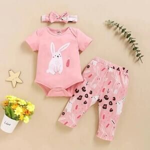 New Baby's first Easter, spring, summer 3 piece outfit 0-3 months